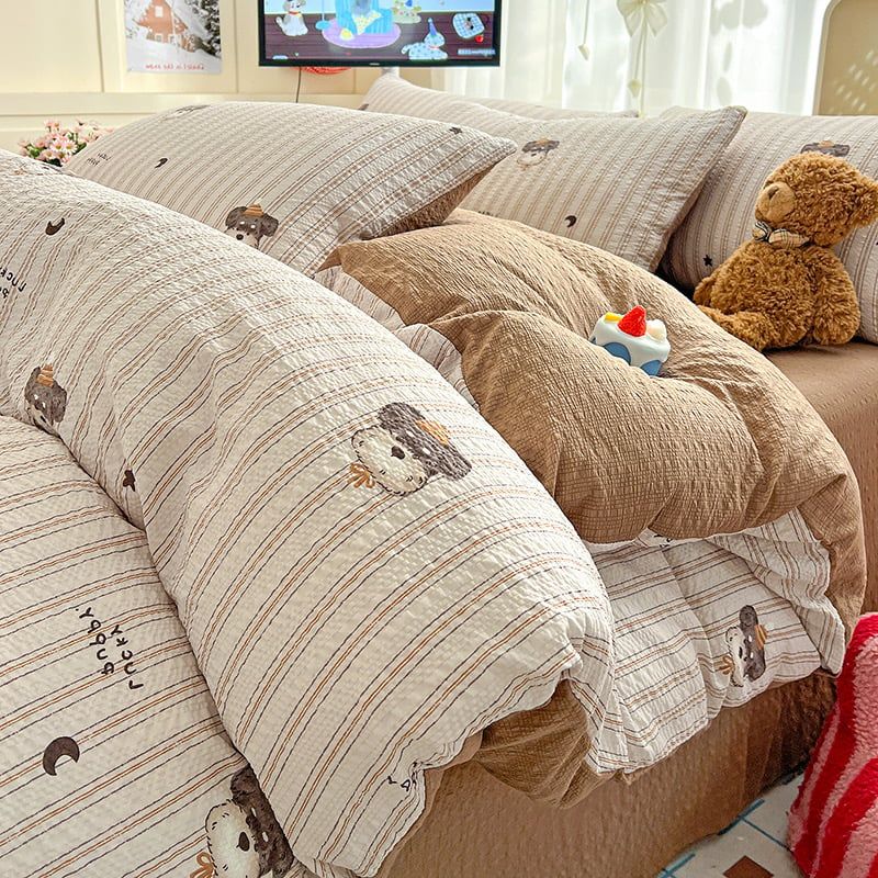 4Pcs PreCloud Linen | Set Đũi Xu Kem Style trẻ trung hiện đại | ID 4PCSPRECLOUD01