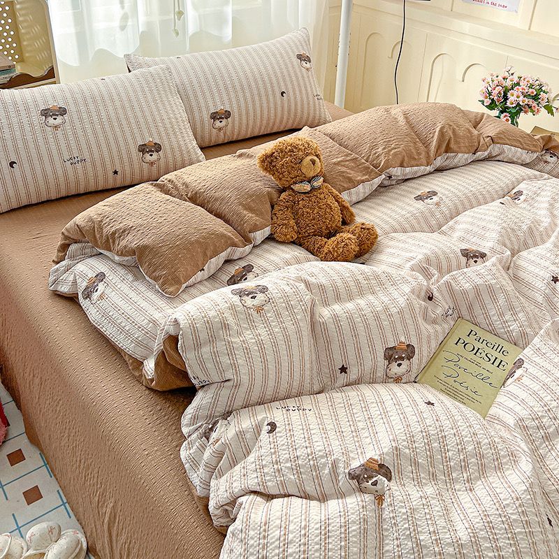 4Pcs PreCloud Linen | Set Đũi Xu Kem Style trẻ trung hiện đại | ID 4PCSPRECLOUD01
