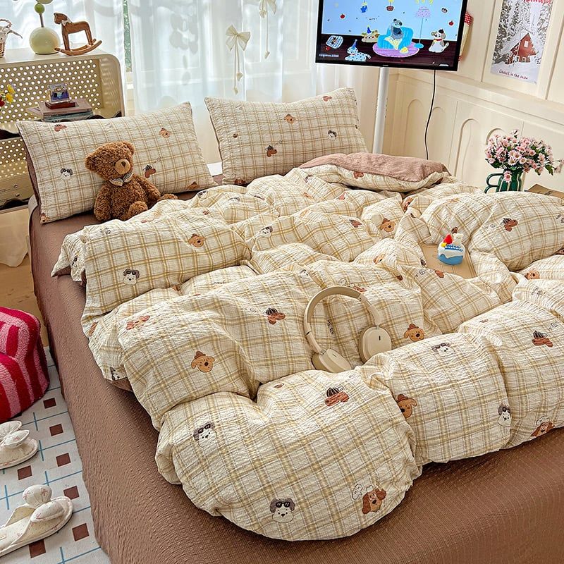 4Pcs PreCloud Linen | Set Đũi Xu Kem Style trẻ trung hiện đại | ID 4PCSPRECLOUD02