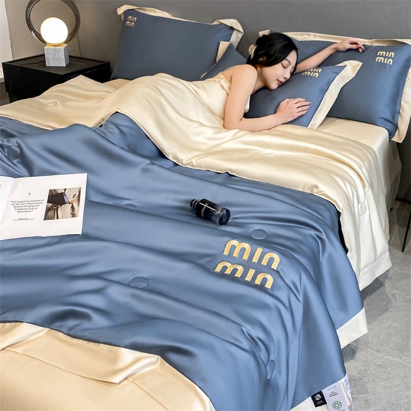 4Pcs Satin Babric | MinMin Standard Bedsets Summer Blanket | ID 4PCSSFABRICMIN02