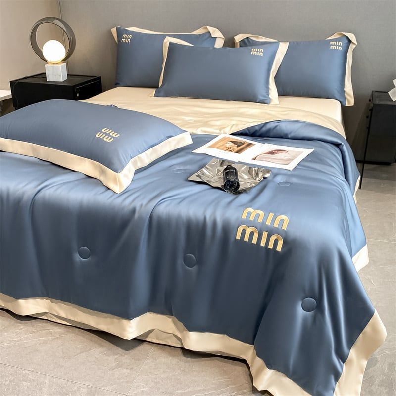 4Pcs Satin Babric | MinMin Standard Bedsets Summer Blanket | ID 4PCSSFARBRICMIN002