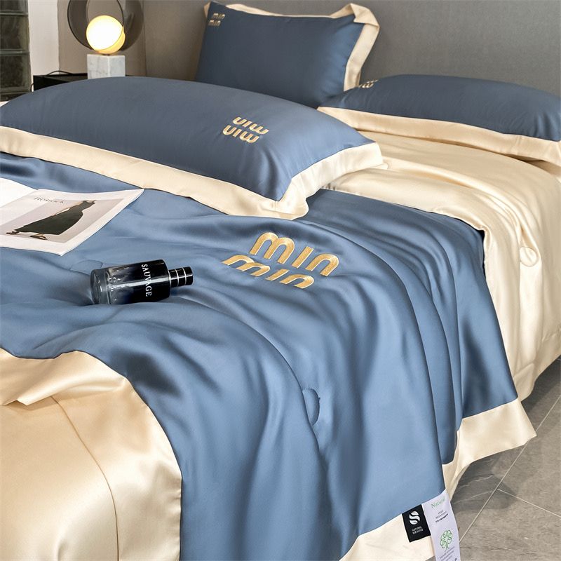 4Pcs Satin Babric | MinMin Standard Bedsets Summer Blanket | ID 4PCSSFARBRICMIN002
