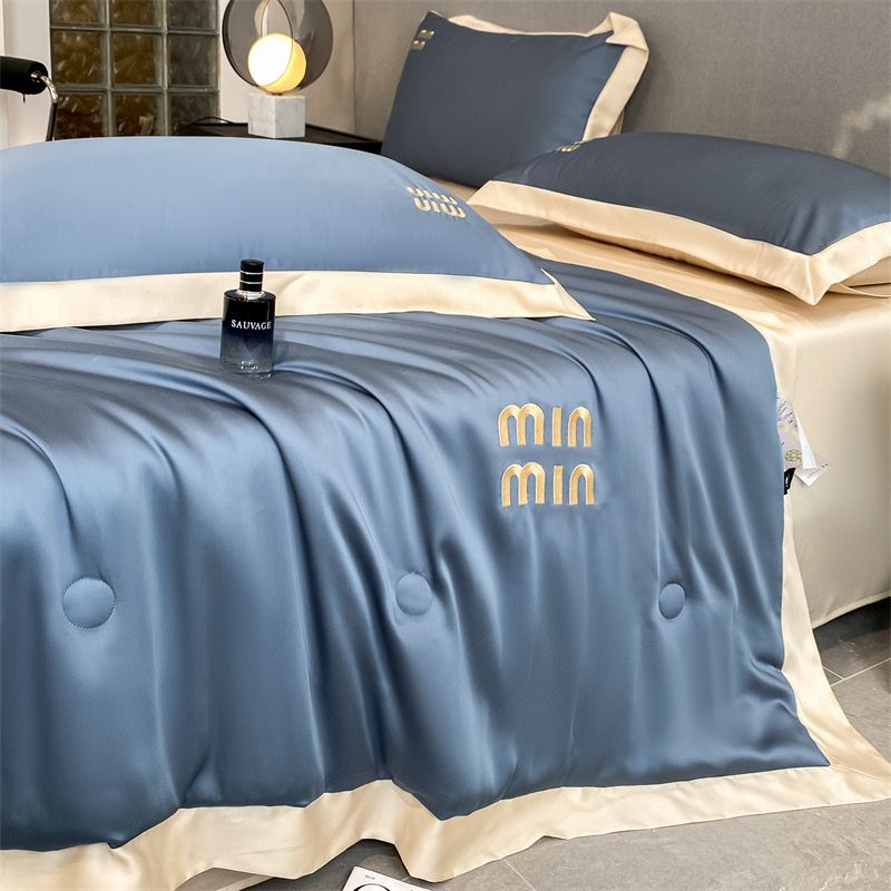 4Pcs Satin Babric | MinMin Standard Bedsets Summer Blanket | ID 4PCSSFARBRICMIN002