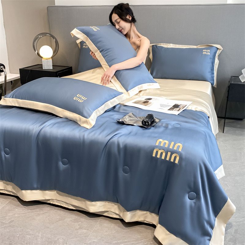 4Pcs Satin Babric | MinMin Standard Bedsets Summer Blanket | ID 4PCSSFABRICMIN02