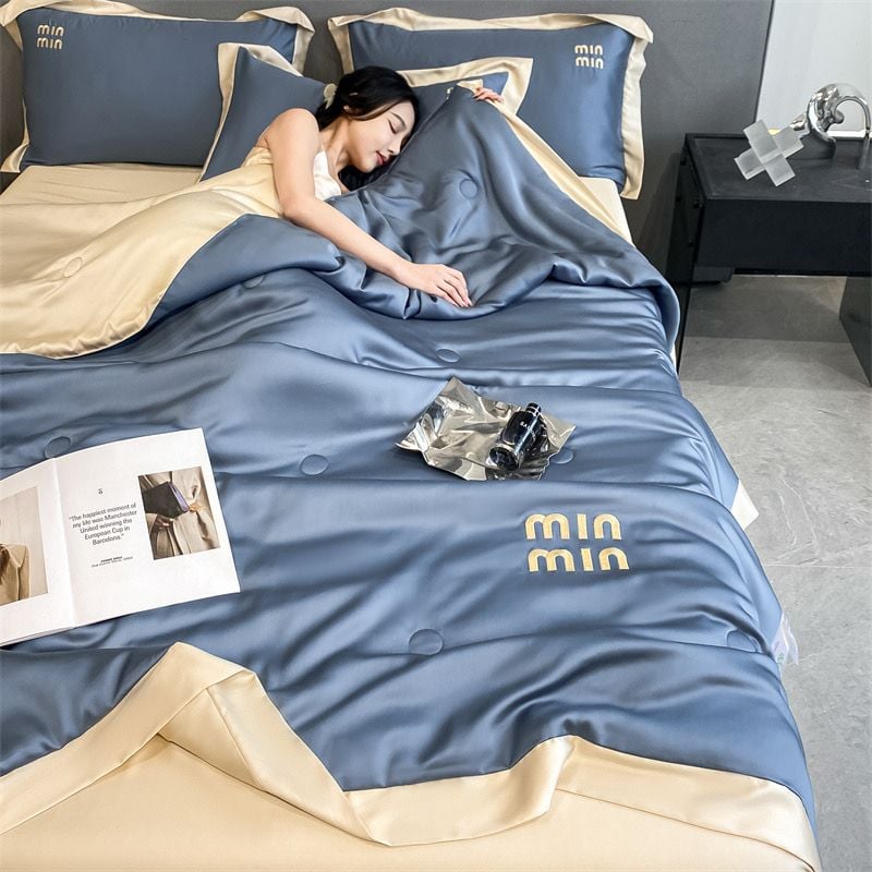 4Pcs Satin Babric | MinMin Standard Bedsets Summer Blanket | ID 4PCSSFABRICMIN02