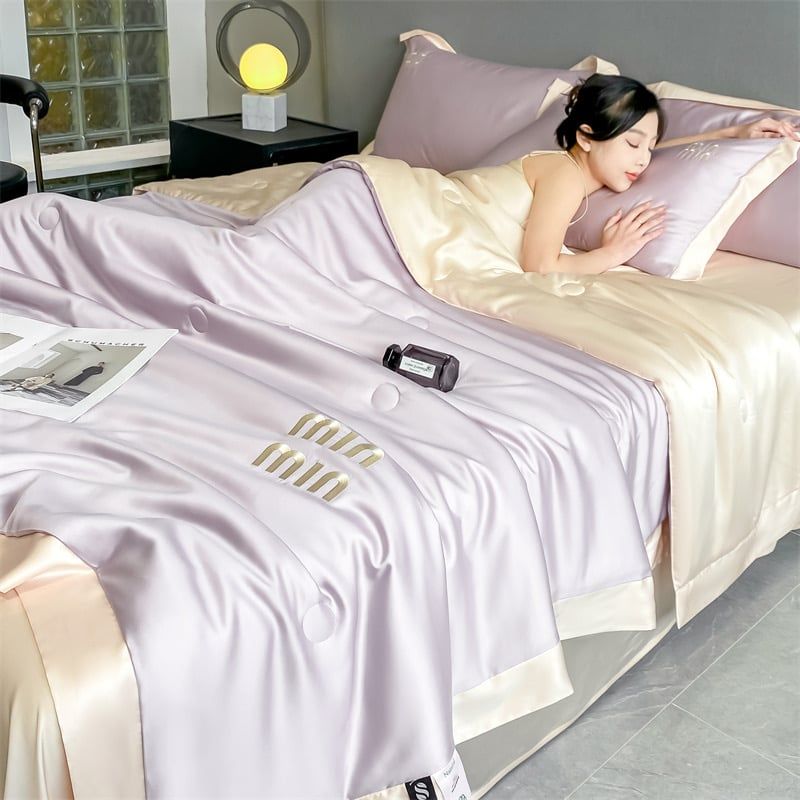 4Pcs Satin Babric | MinMin Standard Bedsets Summer Blanket | ID 4PCSSFABRICMIN03