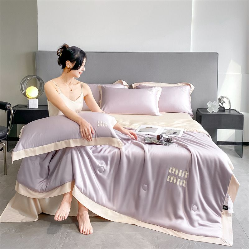 4Pcs Satin Babric | MinMin Standard Bedsets Summer Blanket | ID 4PCSSFARBRICMIN003