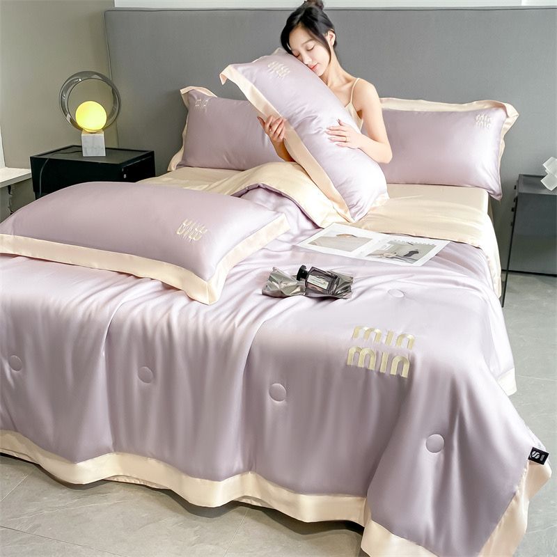 4Pcs Satin Babric | MinMin Standard Bedsets Summer Blanket | ID 4PCSSFABRICMIN03