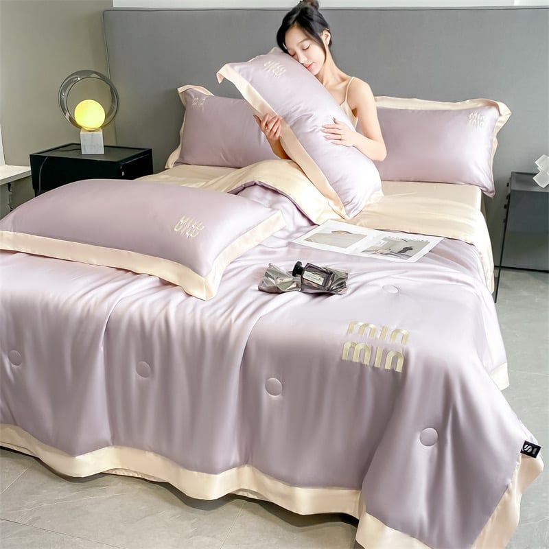 4Pcs Satin Babric | MinMin Standard Bedsets Summer Blanket | ID 4PCSSFARBRICMIN003