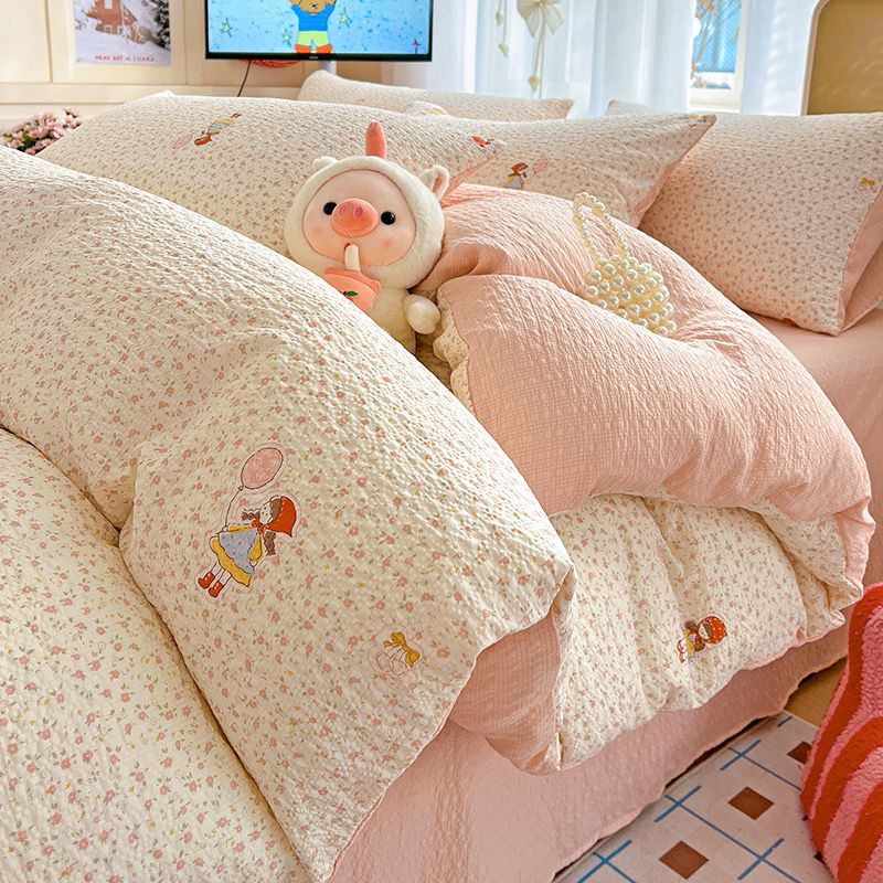 4Pcs PreCloud Linen | Set Đũi Xu Kem Style trẻ trung hiện đại | ID 4PCSPRECLOUD04