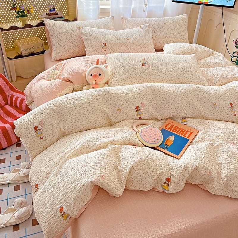 4Pcs PreCloud Linen | Set Đũi Xu Kem Style trẻ trung hiện đại | ID 4PCSPRECLOUD04