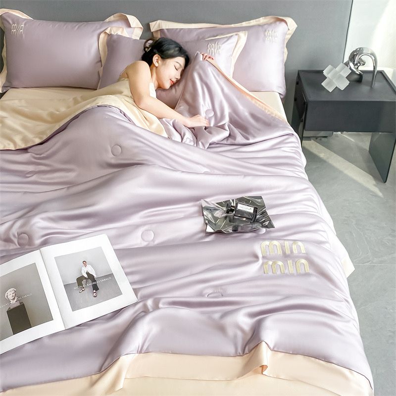 4Pcs Satin Babric | MinMin Standard Bedsets Summer Blanket | ID 4PCSSFARBRICMIN003