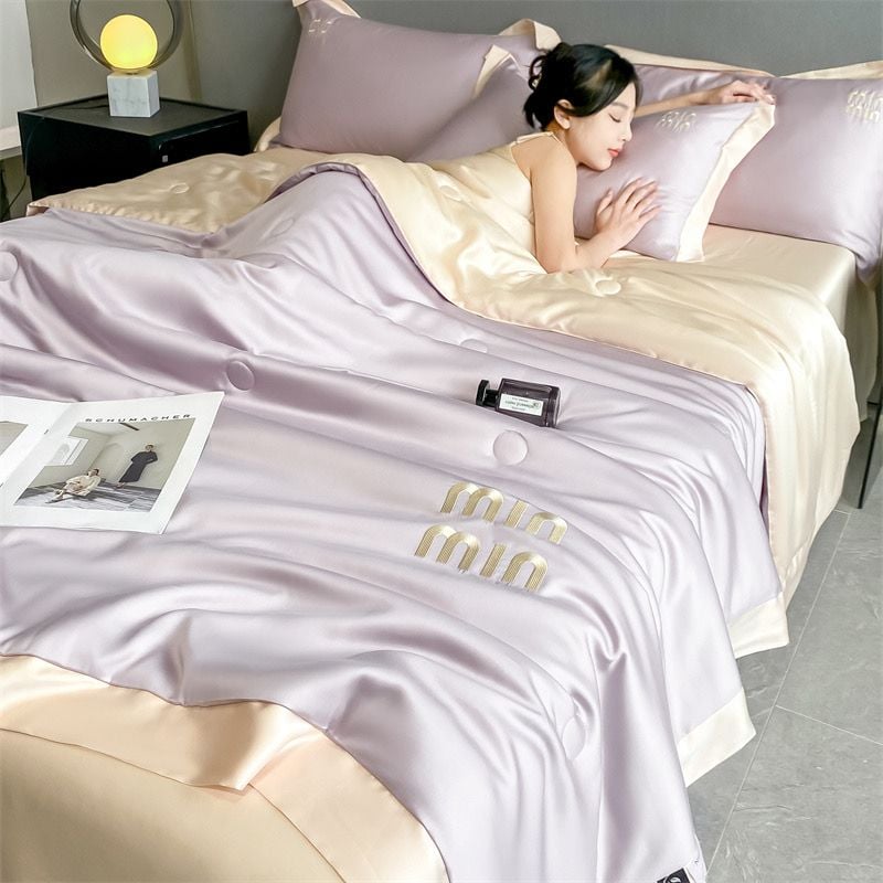 4Pcs Satin Babric | MinMin Standard Bedsets Summer Blanket | ID 4PCSSFABRICMIN03