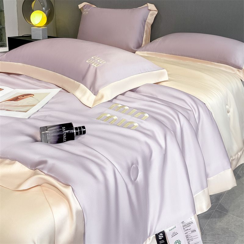 4Pcs Satin Babric | MinMin Standard Bedsets Summer Blanket | ID 4PCSSFARBRICMIN003