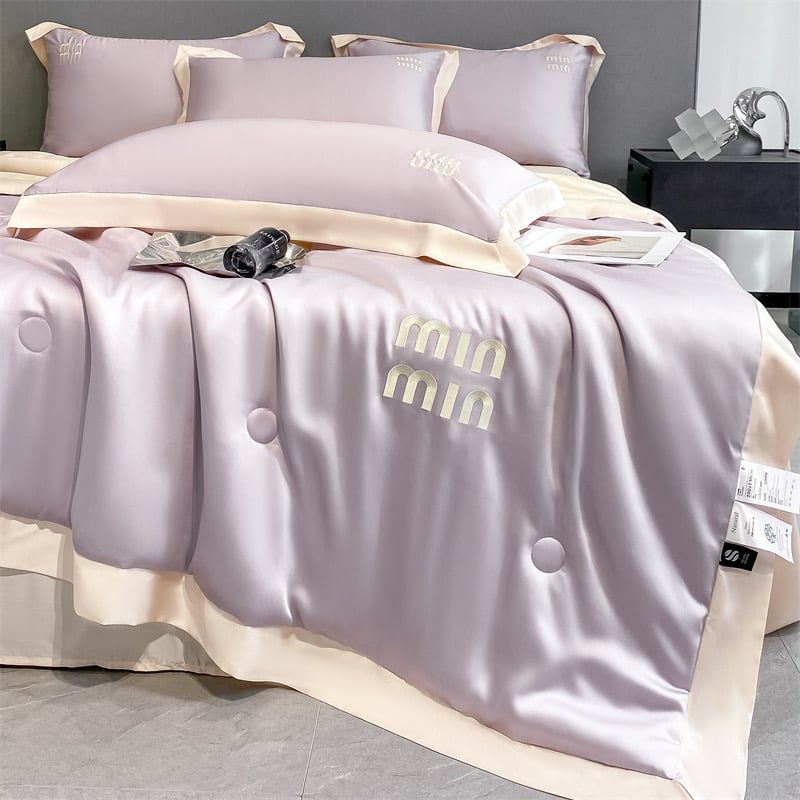 4Pcs Satin Babric | MinMin Standard Bedsets Summer Blanket | ID 4PCSSFABRICMIN03
