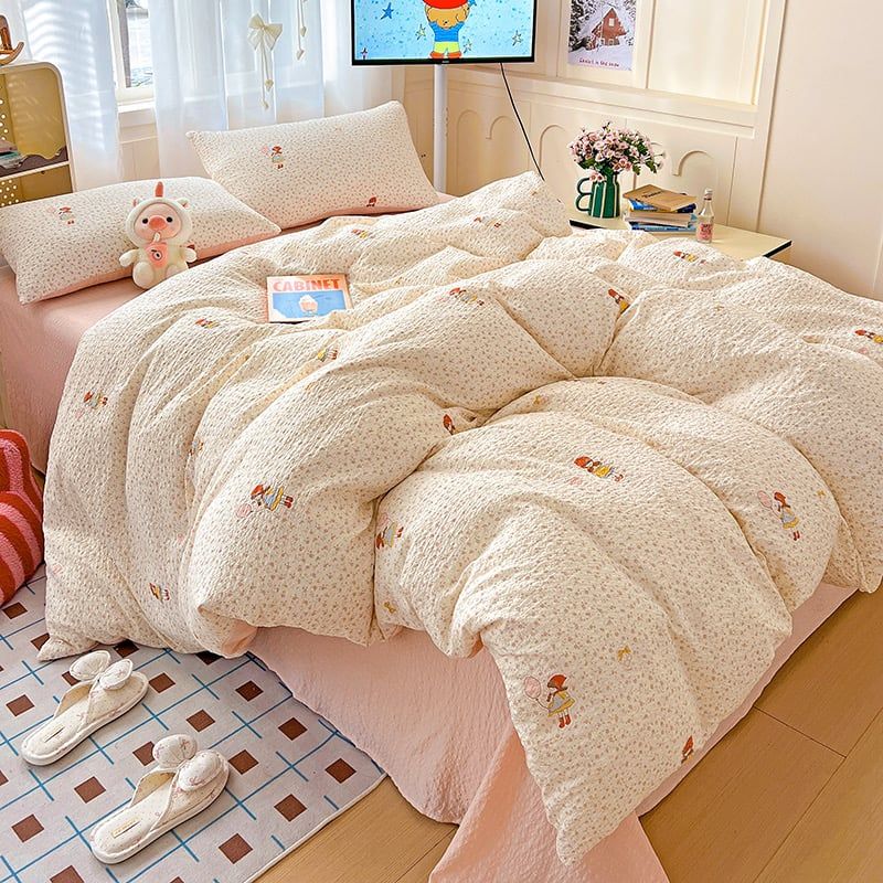 4Pcs PreCloud Linen | Set Đũi Xu Kem Style trẻ trung hiện đại | ID 4PCSPRECLOUD04