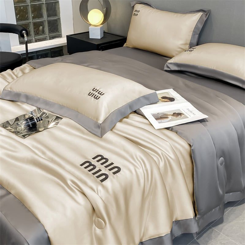 4Pcs Satin Babric | MinMin Standard Bedsets Summer Blanket | ID 4PCSSFARBRICMIN004