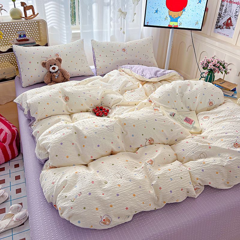 4Pcs PreCloud Linen | Set Đũi Xu Kem Style trẻ trung hiện đại | ID 4PCSPRECLOUD05