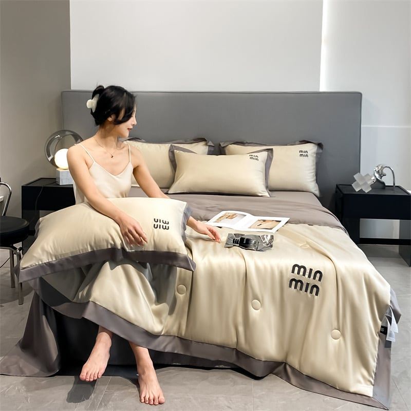 4Pcs Satin Babric | MinMin Standard Bedsets Summer Blanket | ID 4PCSSFABRICMIN04