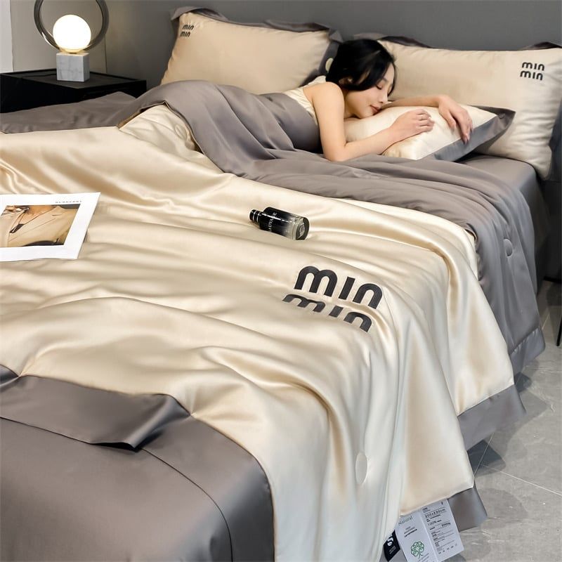 4Pcs Satin Babric | MinMin Standard Bedsets Summer Blanket | ID 4PCSSFABRICMIN04