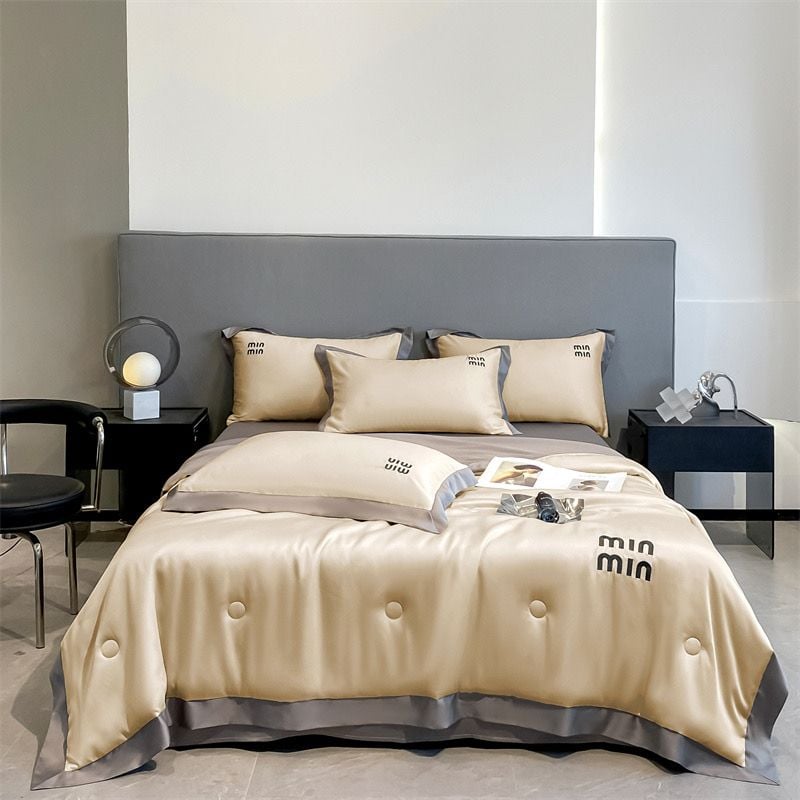 4Pcs Satin Babric | MinMin Standard Bedsets Summer Blanket | ID 4PCSSFARBRICMIN004