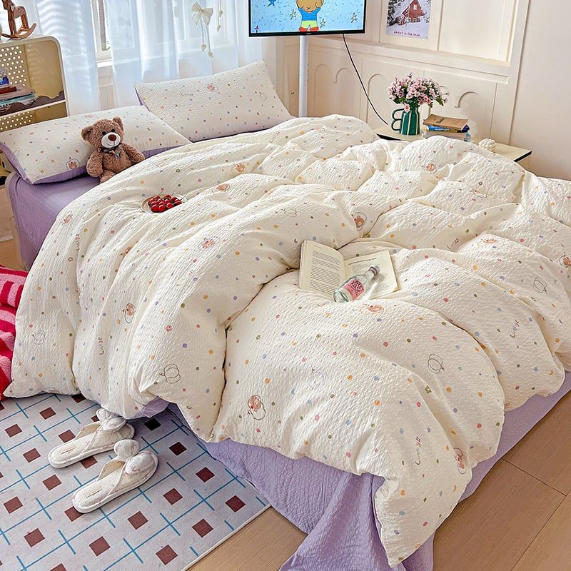 4Pcs PreCloud Linen | Set Đũi Xu Kem Style trẻ trung hiện đại | ID 4PCSPRECLOUD05