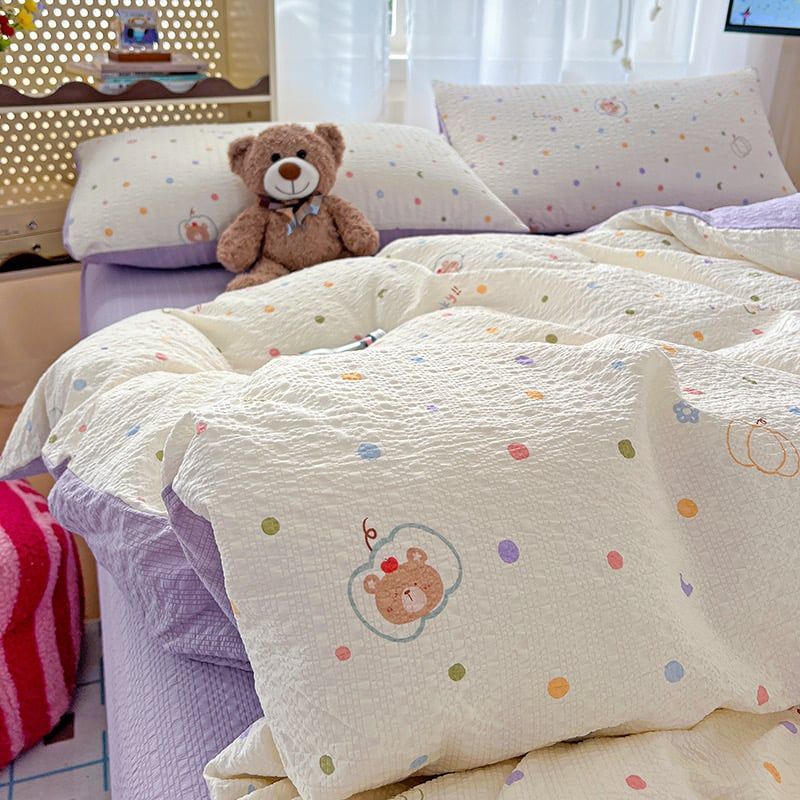 4Pcs PreCloud Linen | Set Đũi Xu Kem Style trẻ trung hiện đại | ID 4PCSPRECLOUD05