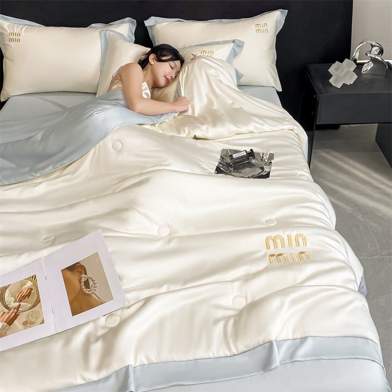 4Pcs Satin Babric | MinMin Standard Bedsets Summer Blanket | ID 4PCSSFABRICMIN05