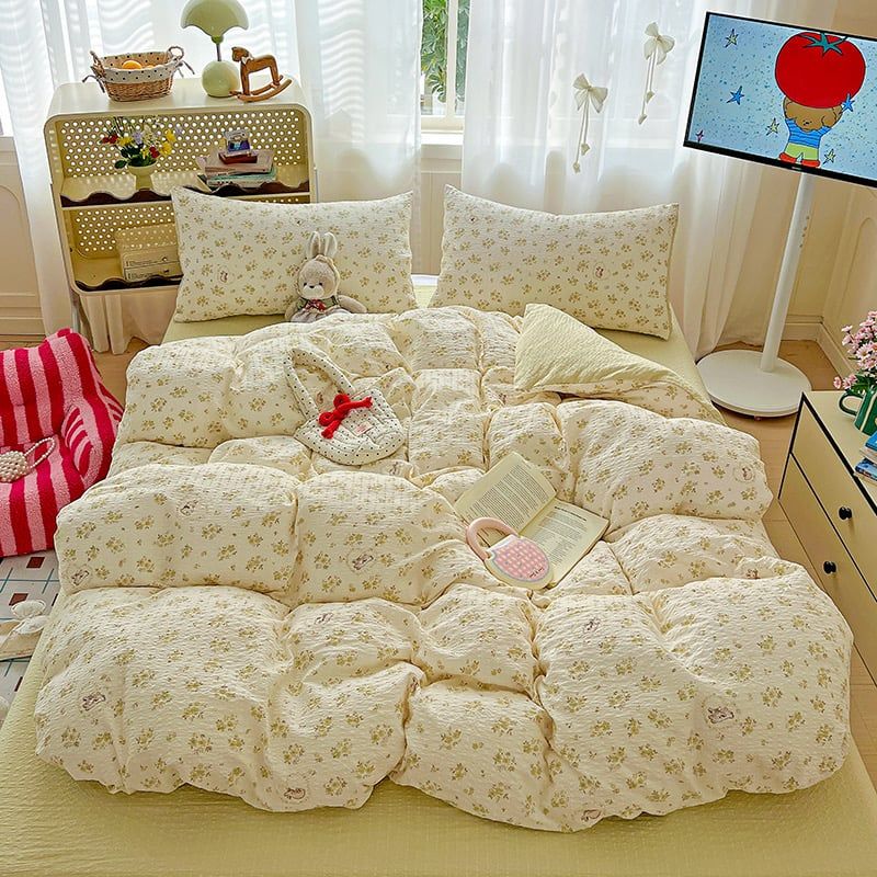4Pcs PreCloud Linen | Set Đũi Xu Kem Style trẻ trung hiện đại | ID 4PCSPRECLOUD07