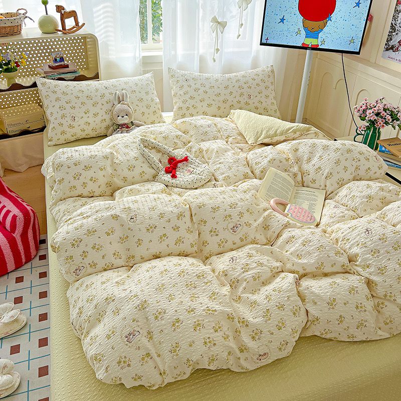 4Pcs PreCloud Linen | Set Đũi Xu Kem Style trẻ trung hiện đại | ID 4PCSPRECLOUD07