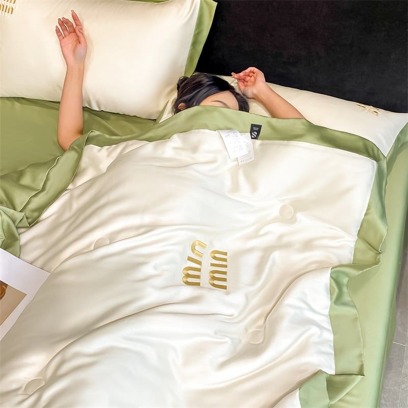4Pcs Satin Babric | MinMin Standard Bedsets Summer Blanket | ID 4PCSSFABRICMIN06