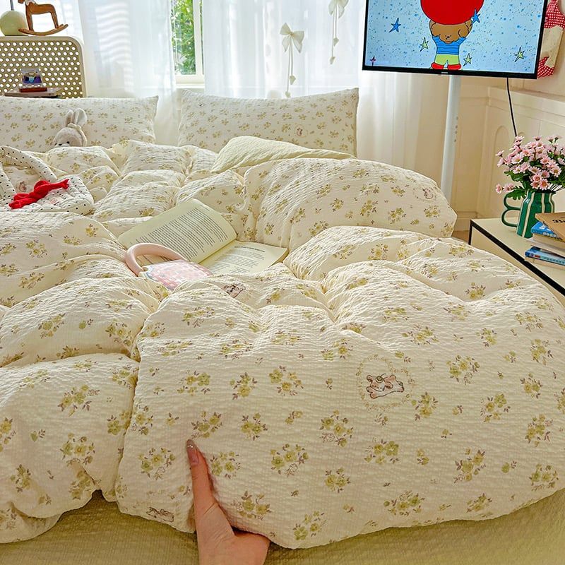 4Pcs PreCloud Linen | Set Đũi Xu Kem Style trẻ trung hiện đại | ID 4PCSPRECLOUD07