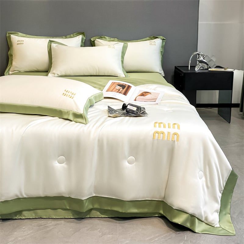 4Pcs Satin Babric | MinMin Standard Bedsets Summer Blanket | ID 4PCSSFABRICMIN06