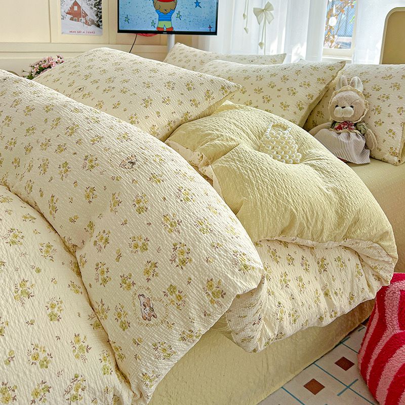 4Pcs PreCloud Linen | Set Đũi Xu Kem Style trẻ trung hiện đại | ID 4PCSPRECLOUD07