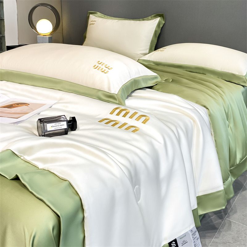 4Pcs Satin Babric | MinMin Standard Bedsets Summer Blanket | ID 4PCSSFARBRICMIN006