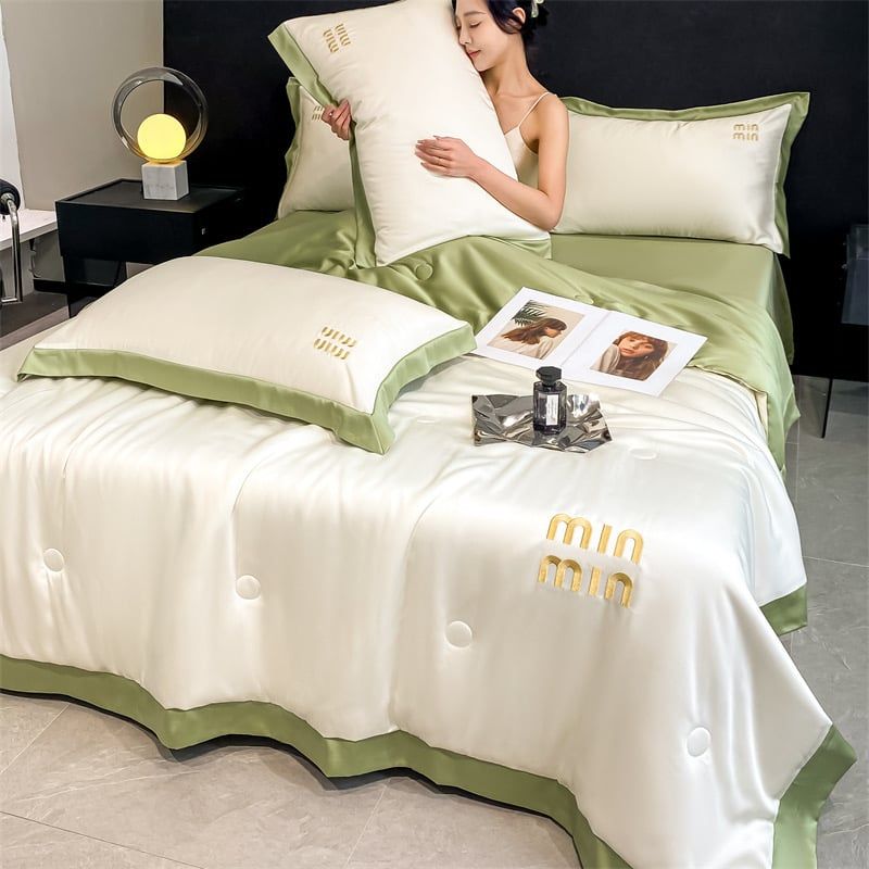 4Pcs Satin Babric | MinMin Standard Bedsets Summer Blanket | ID 4PCSSFARBRICMIN006