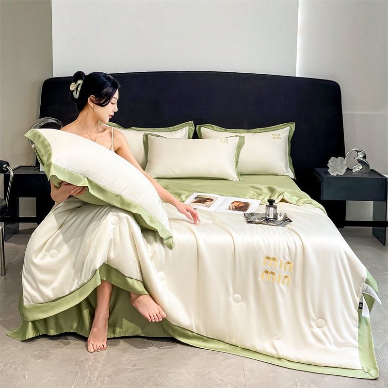 4Pcs Satin Babric | MinMin Standard Bedsets Summer Blanket | ID 4PCSSFABRICMIN06