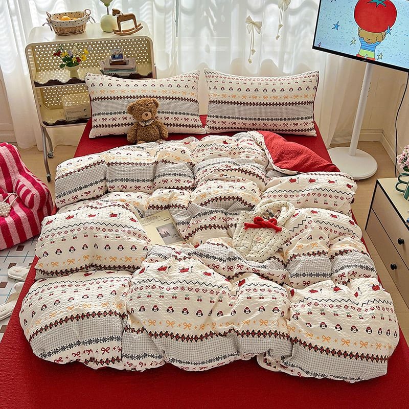 4Pcs PreCloud Linen | Set Đũi Xu Kem Style trẻ trung hiện đại | ID 4PCSPRECLOUD08