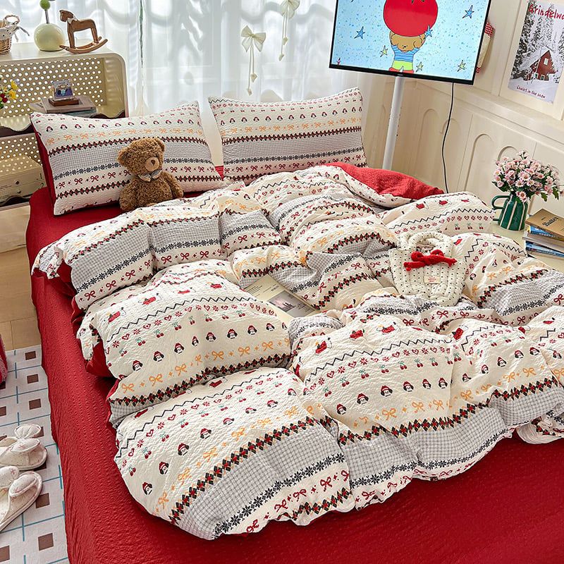 4Pcs PreCloud Linen | Set Đũi Xu Kem Style trẻ trung hiện đại | ID 4PCSPRECLOUD08