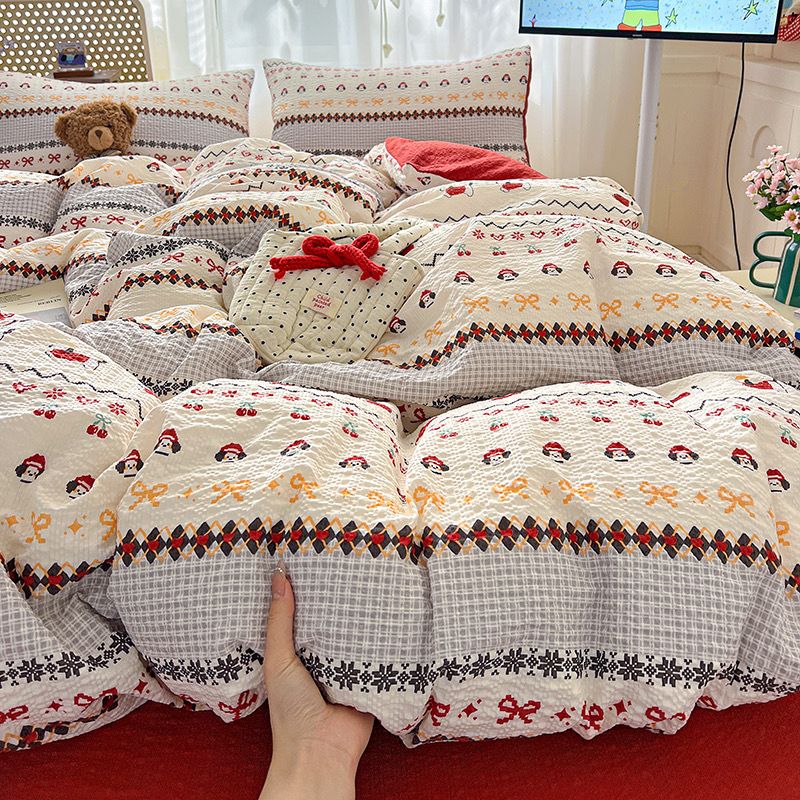 4Pcs PreCloud Linen | Set Đũi Xu Kem Style trẻ trung hiện đại | ID 4PCSPRECLOUD08