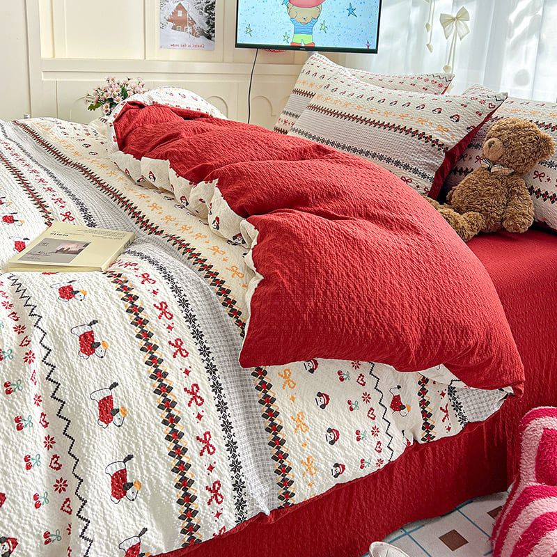 4Pcs PreCloud Linen | Set Đũi Xu Kem Style trẻ trung hiện đại | ID 4PCSPRECLOUD08