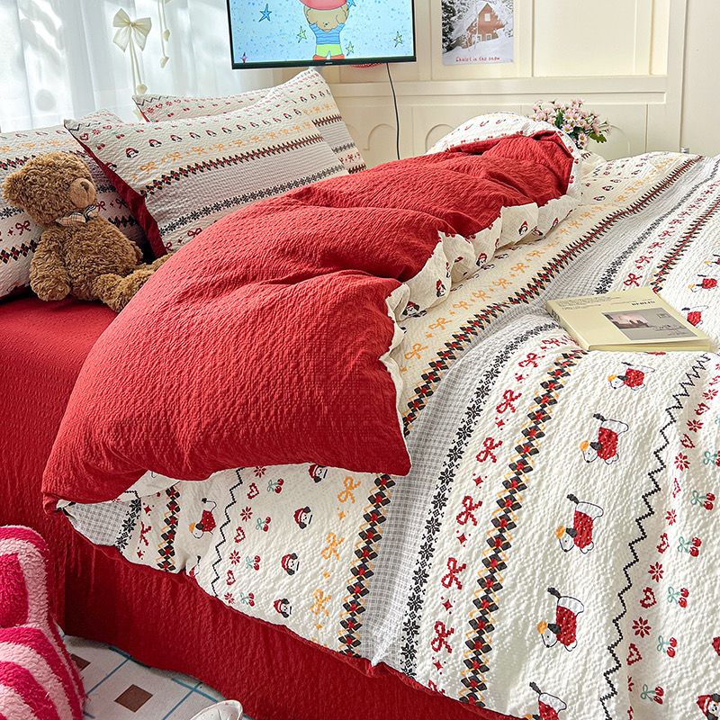 4Pcs PreCloud Linen | Set Đũi Xu Kem Style trẻ trung hiện đại | ID 4PCSPRECLOUD08