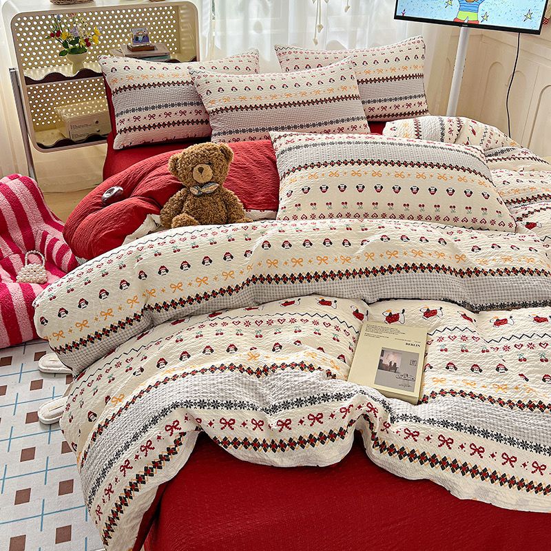 4Pcs PreCloud Linen | Set Đũi Xu Kem Style trẻ trung hiện đại | ID 4PCSPRECLOUD08