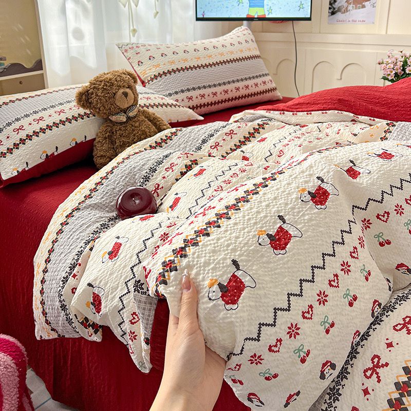 4Pcs PreCloud Linen | Set Đũi Xu Kem Style trẻ trung hiện đại | ID 4PCSPRECLOUD08