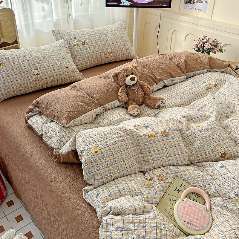 4Pcs PreCloud Linen | Set Đũi Xu Kem Style trẻ trung hiện đại | ID 4PCSPRECLOUD09