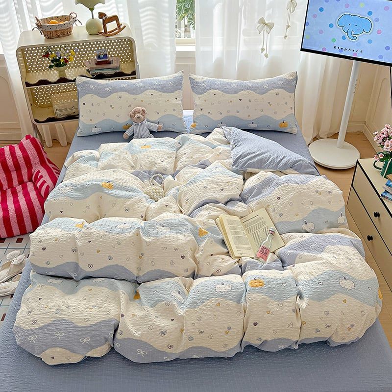 4Pcs PreCloud Linen | Set Đũi Xu Kem Style trẻ trung hiện đại | ID 4PCSPRECLOUD10