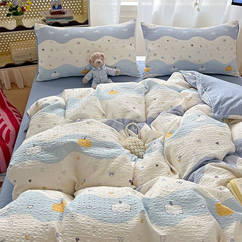 4Pcs PreCloud Linen | Set Đũi Xu Kem Style trẻ trung hiện đại | ID 4PCSPRECLOUD10