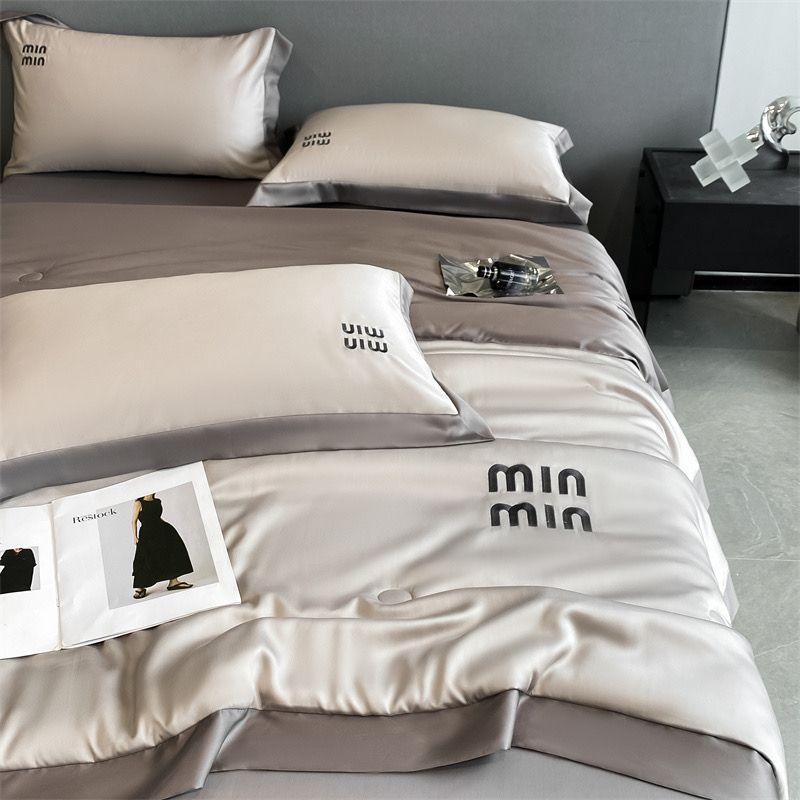 4Pcs Satin Babric | MinMin Standard Bedsets Summer Blanket | ID 4PCSSFABRICMIN08