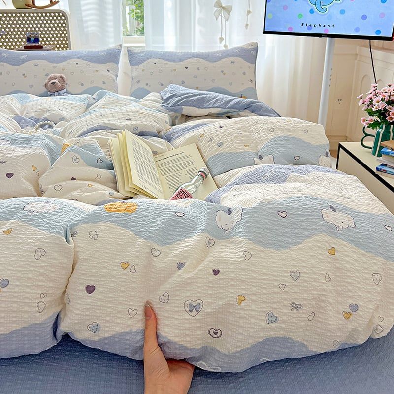 4Pcs PreCloud Linen | Set Đũi Xu Kem Style trẻ trung hiện đại | ID 4PCSPRECLOUD10