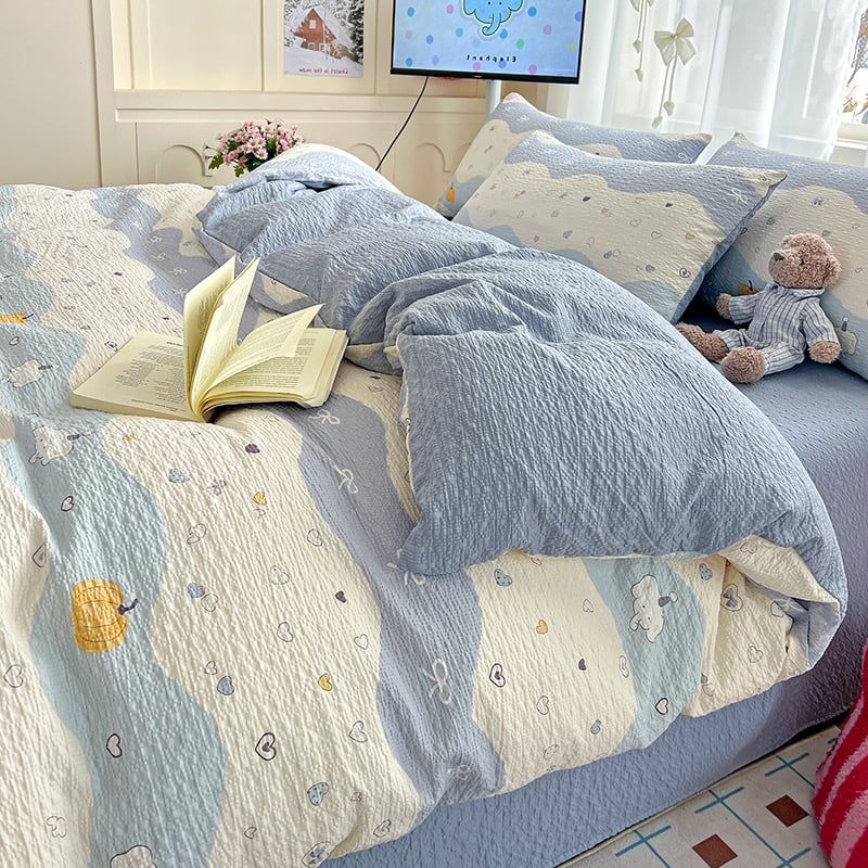 4Pcs PreCloud Linen | Set Đũi Xu Kem Style trẻ trung hiện đại | ID 4PCSPRECLOUD10